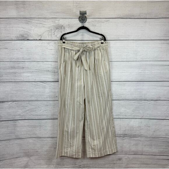 Kate & Sam Plus Size Tan Cream Striped Tie Waist Wide Leg Pants Size XXL - Picture 1 of 9